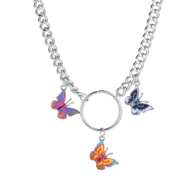 

SINSHINE Trendy Dainty Cute Colored Butterfly Charm Jewelry Necklace Wholesale, 2 colors