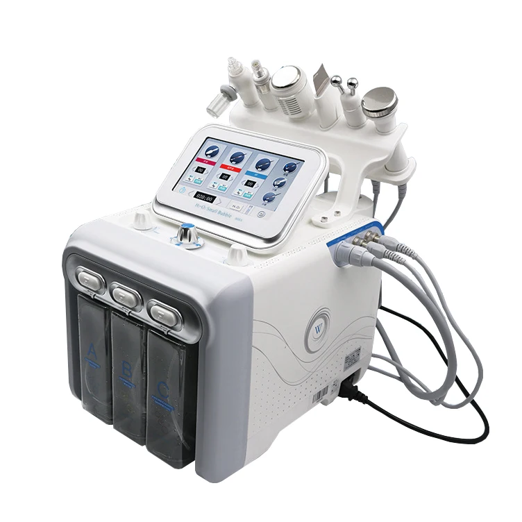 

Portable 6 in 1 Hydro Facial Beauty Machine with Ultrasonic BIO RF Oxygen Jet Peeling Skin Deep Cleansing