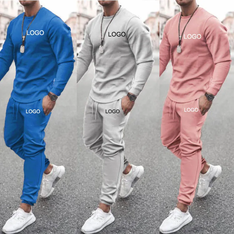 

New Plain Track Sweat Jogging Jogger Suit Set Custom Blank Tracksuit Sweatsuit Men 2 Two piece Pants Set Training Wear