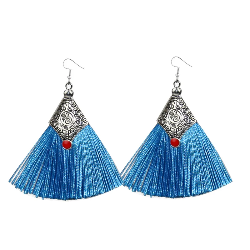 

Fashion Jewelry Trendy Cotton Rope Fringe Long Dangle Tassel Earrings For Women