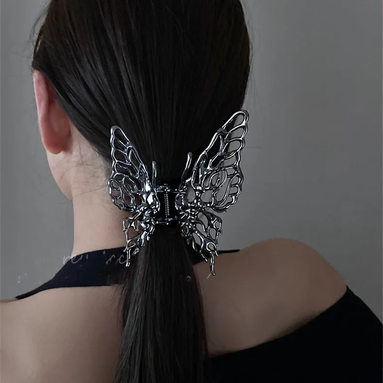 

Unique Design Black Butterfly Metal Large Shark Clip Fashion Daily Headdress Large Butterfly Hair Claw Clips