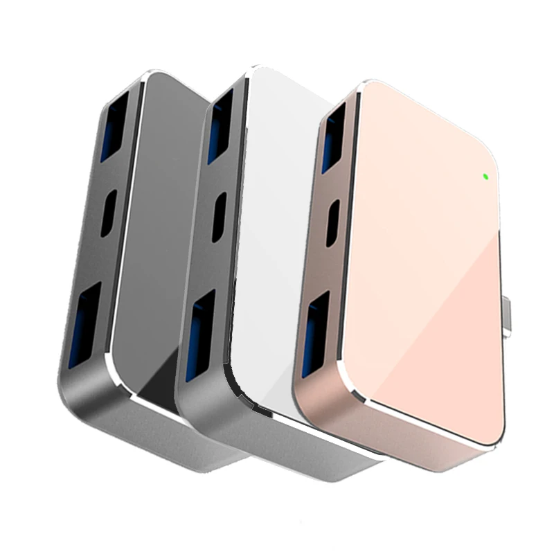 

Portable Small Size Wireless 3 Port Hub OTG Raid Usb 3.0 Type C 3.1 Keyboard Hub Adapter, Black, rose gold, silver