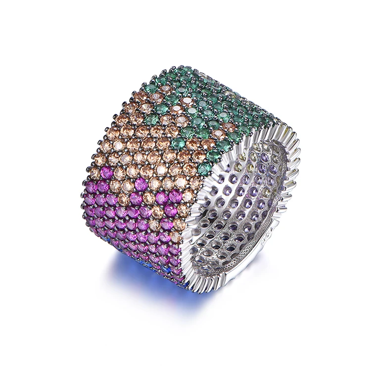 

2020 Colorful CZ Cubic Zircon Invisible Round Shape Classic Rings For Women Jewelry