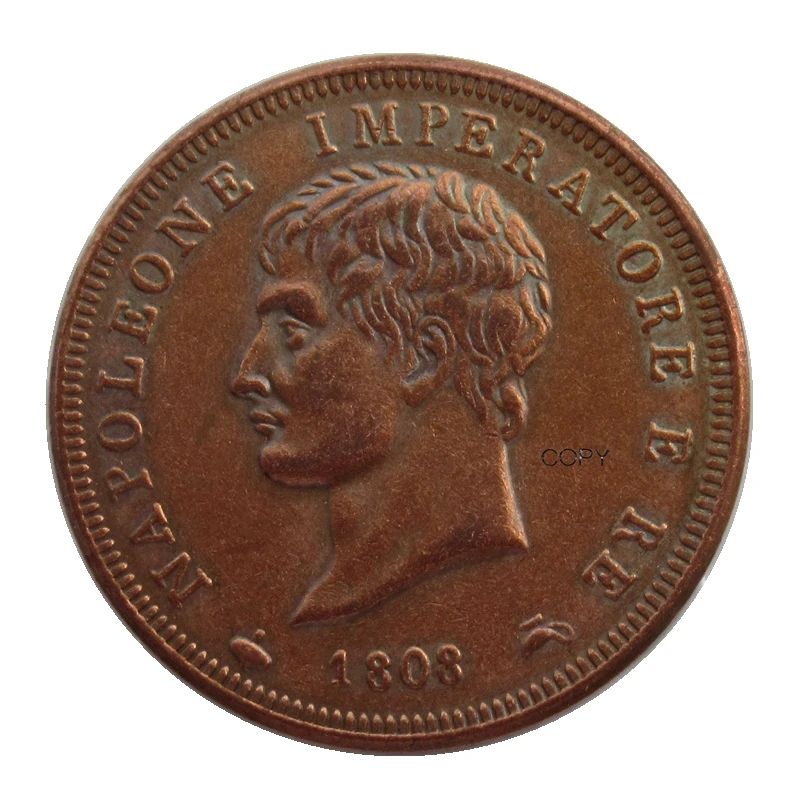 

Reproduction Italy 1808 1 Soldo - Napoleon I Copper Commemorative Coins, Antique silver