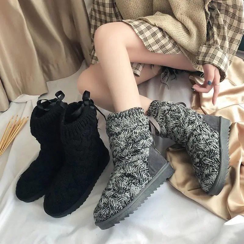 

Factory price Fashion Knitted Booties For Ladies, Warm Soft Memory Sponge Winter Women's Boots