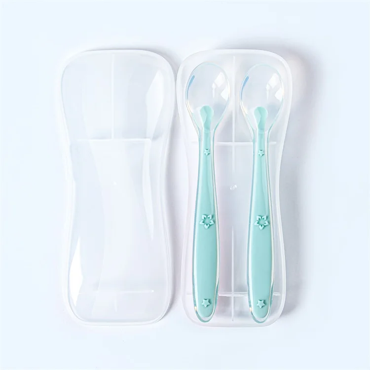 

Wholesale Organic Silicone Baby Feeder Spoon Sets Baby Silicone Spoon