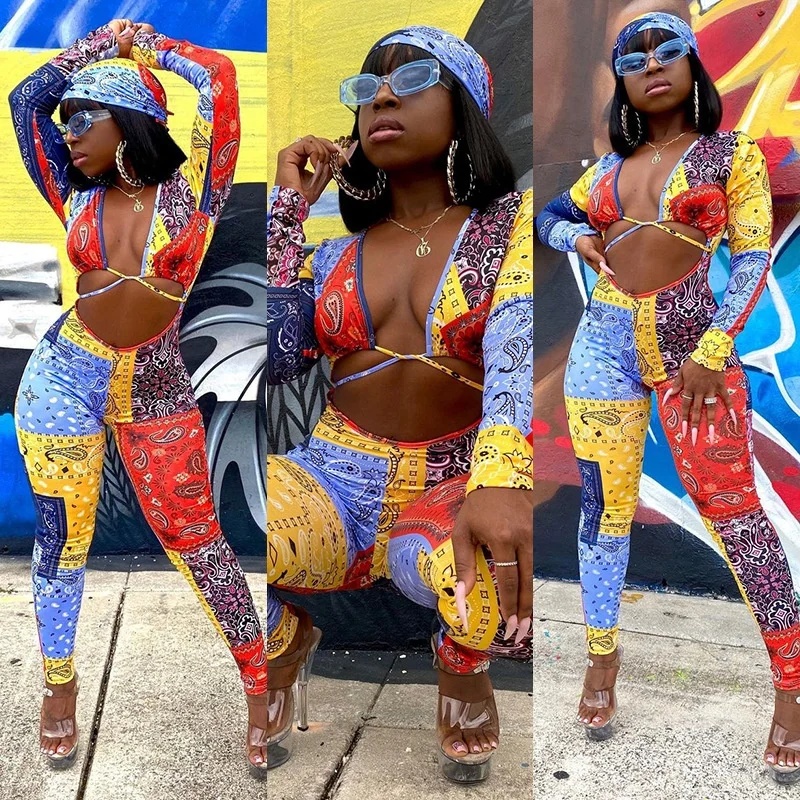 

two piece outfits women Paisley femme Stretchy jumpsuit women 2021 summer jumpsuits for ladies, 1 colors