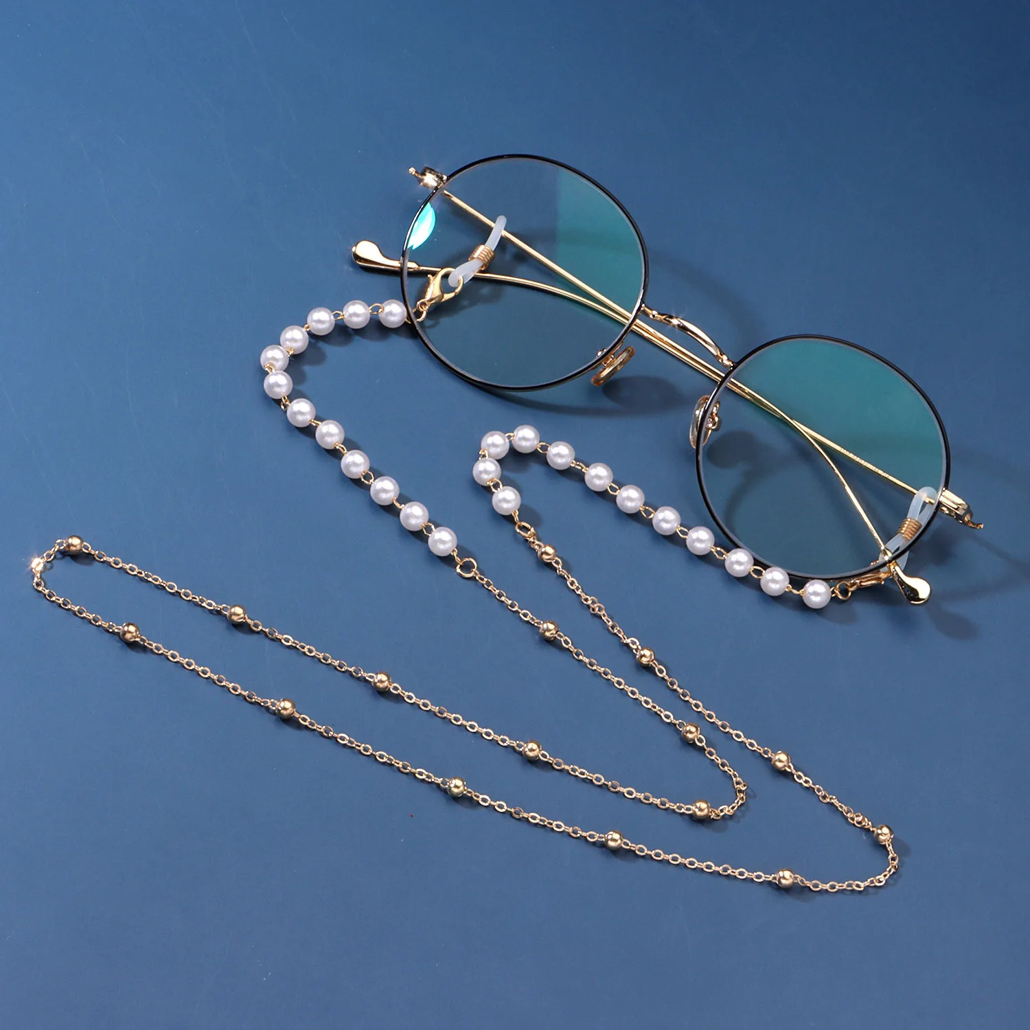 

2021 New Metal Accessories Pearl Eyeglasses Chaine Eyewear Chains Fashion Eye Glasses Mask Chain, Gold