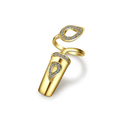 

Fashion personalized adjustable crystal finger nail ring women, As pictures