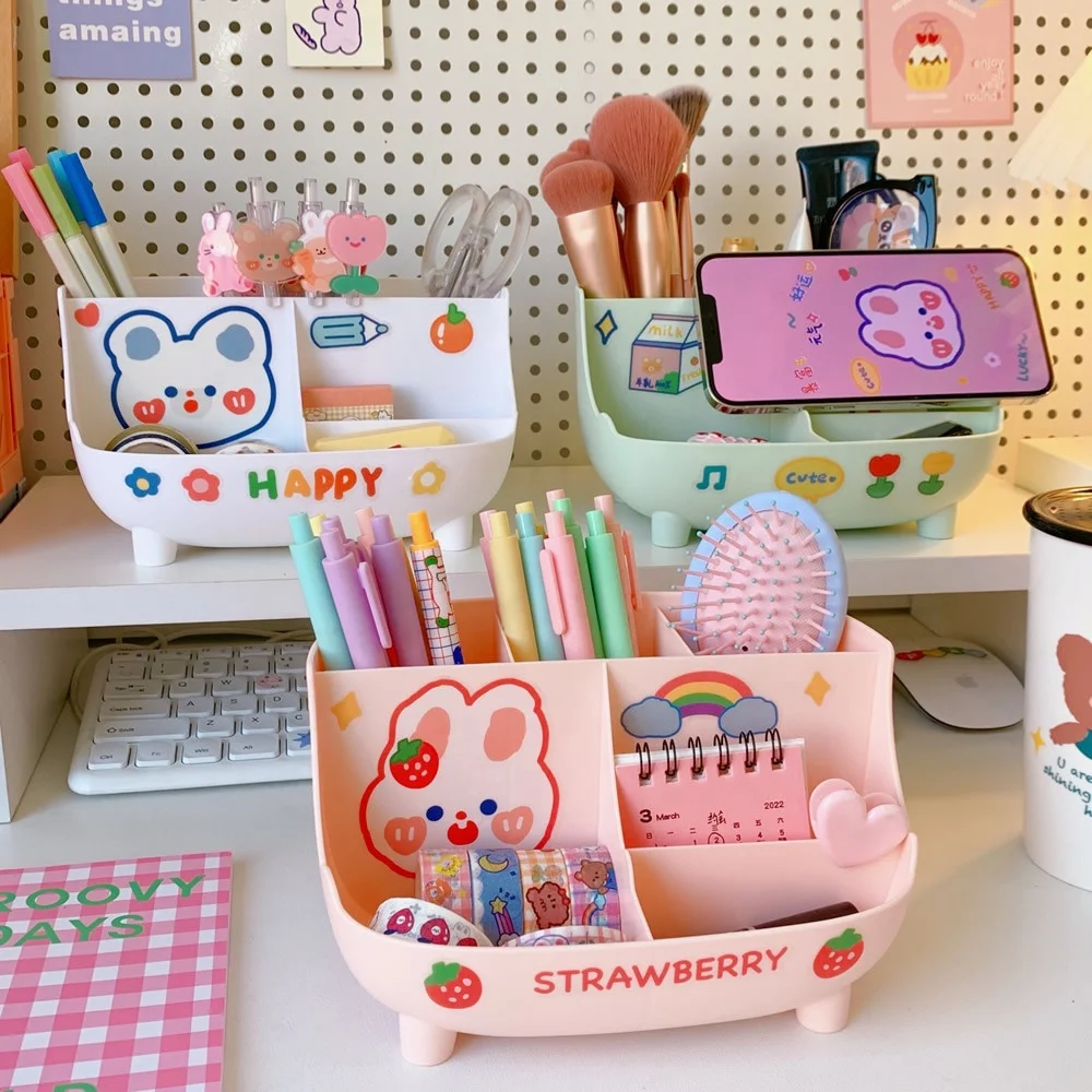 

Cute multifunction plastic pen holder desk storage organizer stationery