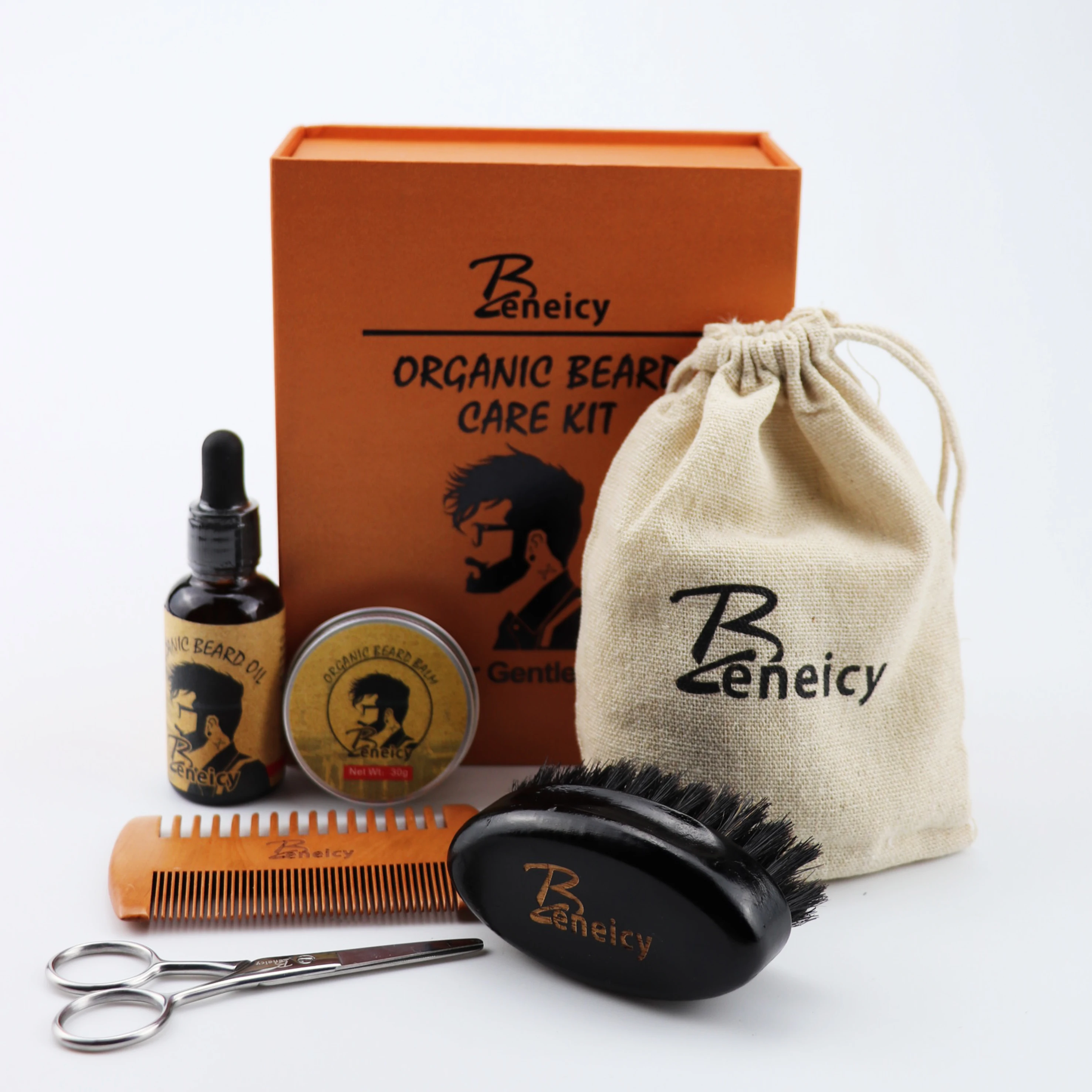 

OEM Private Label Beard Comb Brush Set Custom Men Wooden Beard Shaping Tool Hair Beard Grooming Kit
