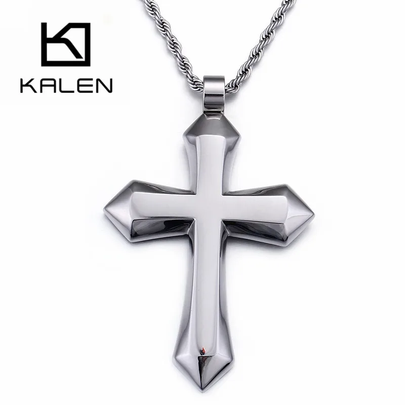 

KALEN Silver Color Cross Stainless Steel Pendant For Men