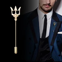 

High-end suits jewelry long type brooch pins movie Trident lapel pins word pin factory wholesale