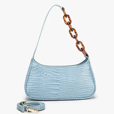

Pu Leather Women Shoulder Bag Fashion Solid Color Crocodile Print Versatile Hand Shoulder Bag, Mix