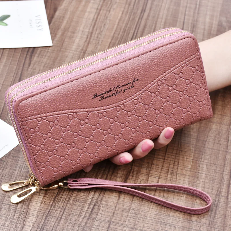 

Wholesale New Women's Wallets Long Large Capacity Double Zipper Hand Purse Women's Double Hand Grip Purse 2021