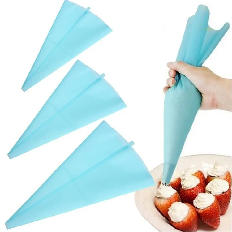 

DIY Cake Decorating Tools Blue Silicone Icing Piping Cream Pastry Bag 3 Sizes Reusable Batter Dispenser