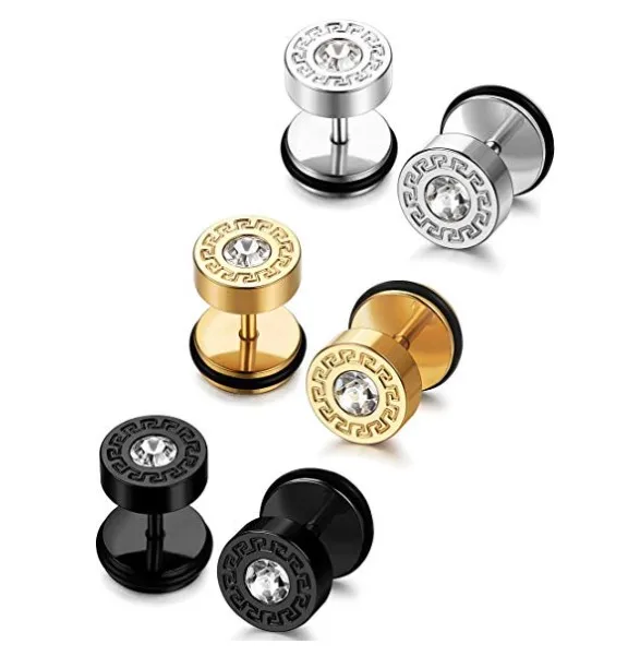 

Ear Piercing Plugs Tunnel Stainless Steel Mens Stud Earrings for Men Women