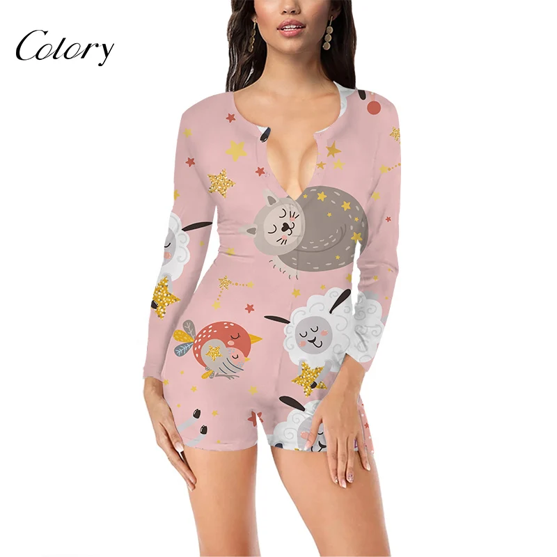 

Colory OEM Custom Tagless Label Clothing Pajamas Onesie Animal, Picture shows