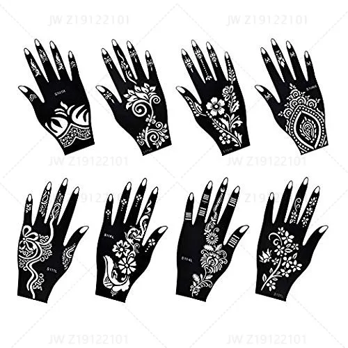 

OEM Henna Tattoo Stencils For Wholesale, Gorgeous Women's Sexy Body Art Black Henna Lace Hands Tattoo Sticker