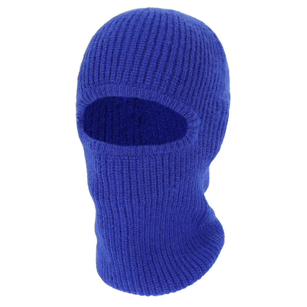 

New Custom Embroidery Logo Windproof Balaclava Full Face Neck Cover Knitted Hat Winter Warm Solid Color Hole Ski Mask