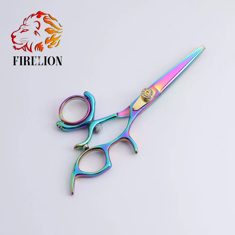 

high quality japanese 440C steel hairdressing multicolour cutting shears Swivel barber hair scissors