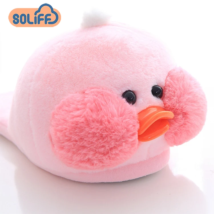 

new pink fluffy cute animal duck slippers