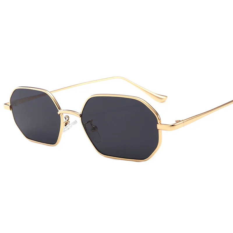 

2021 Small Rectangle Sunglasses Men 2021 Metal Frame Polygon Women Red Lens Sunglasses Men Gold Unisex