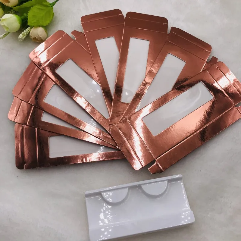

Rose gold box lashes box with lashes tray cab be customization package eyelashes box, As pics show