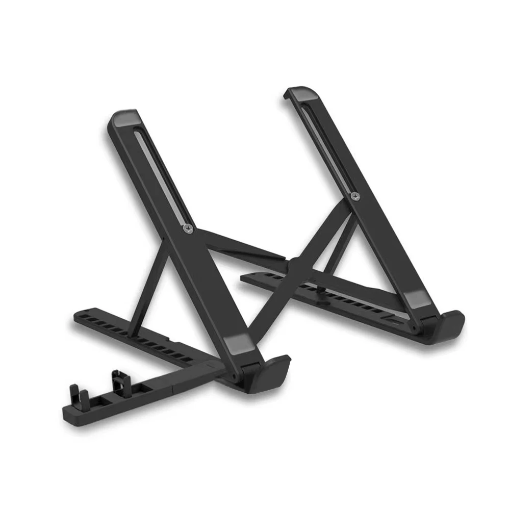 

Ventilated and Lightweight Foldable Portable Plastic Riser Multi Levels Adjustable Laptop Notebook Stand Holder