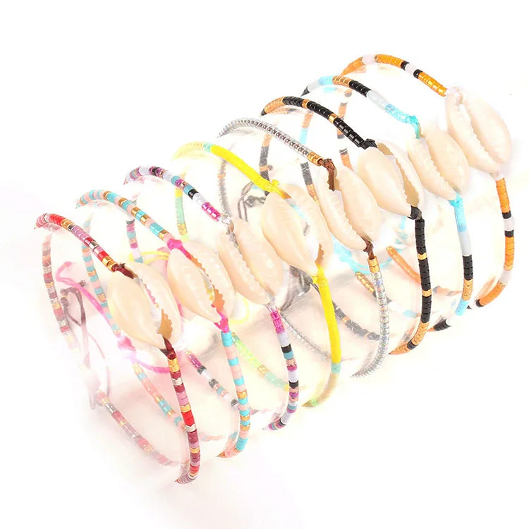 

BE1013 Dainty Minimal Delica Miyuki Seed Beaded Cowrie Shell Adjustable Friendship Bracelets