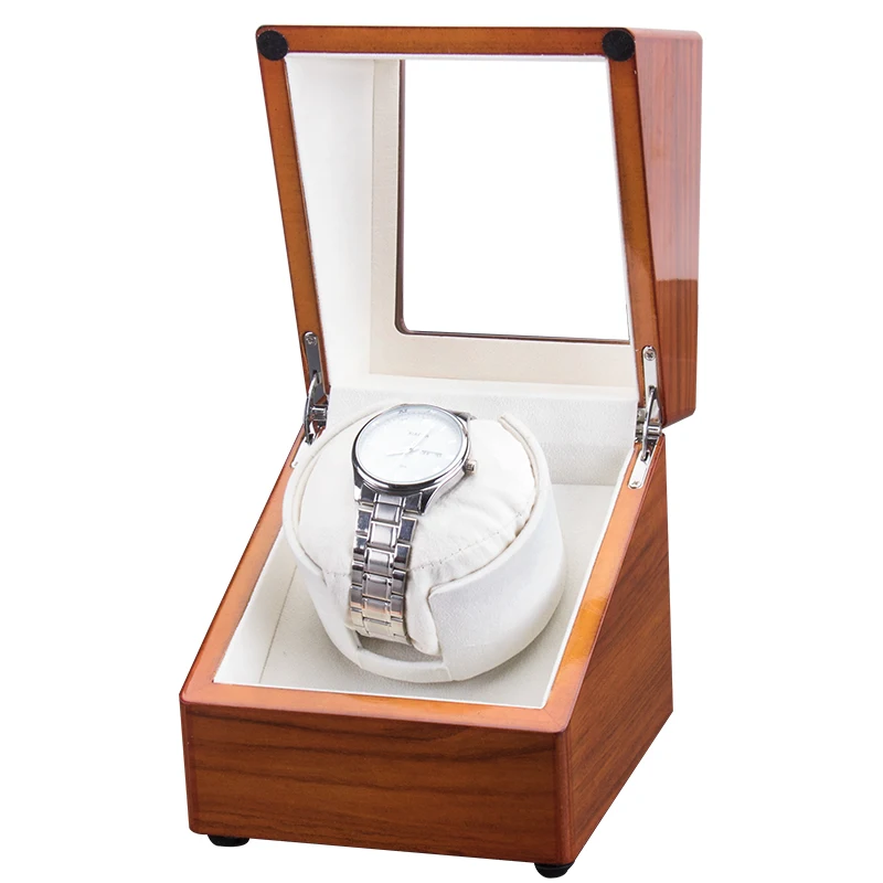 

Small Cube Single Watch Case Luxury Automatic Wooden Rotating Watch Winder Storage Box