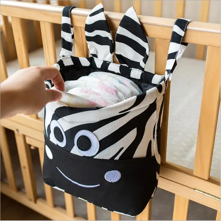 

Zebra Infant Multi-Function Storage Bag Newborn Baby Crib Hanging Small Bag Baby Diaper Organizer Toy Diaper Pocket Bedding Set, Customized color