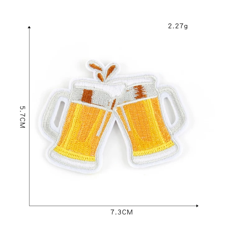 

hot sale cheer beer cup design iron embroidery patches for diy craft