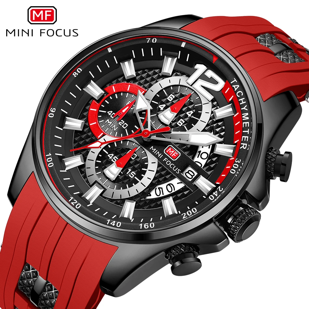 

Mini Focus MF0350G New Watches Top Brand Quartz Sport Silicone Strap Mens Watches in Wristwatches Luxury