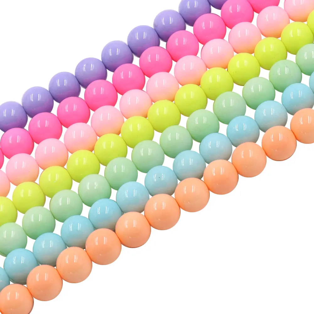 

New Arrival 4mm 6mm 8mm 10mm Candy Color Glass Round Beads Stock Diy Jewelry Decoration Painting Beads, As picture