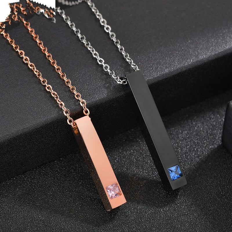 

Custom Jewelry Square Shaped Stainless Steel Couple Necklace