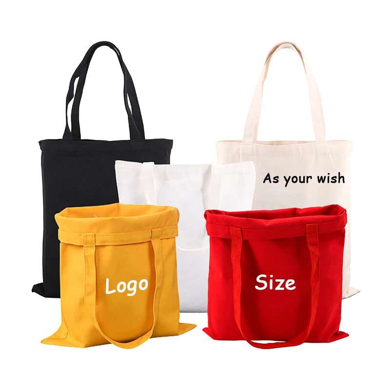 

Wholesale In Stock Fashion Recycle Custom Printed Women Blank Shopping Organic Cotton Canvas Tote Bag With Logo, Natural or dye color