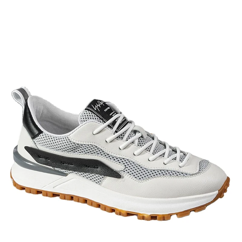 

Sports sneakers deodorant breathable soft-soled white mesh running shoes, As picture