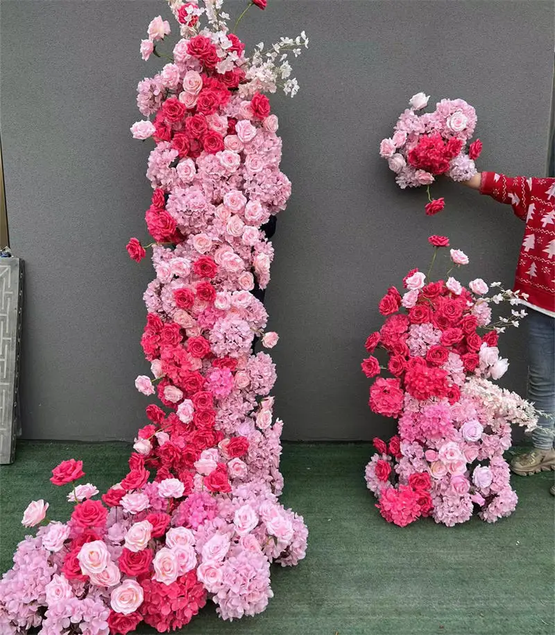 

QSLH-SY0258 Customized White Arch Flowers For Wedding Hotel Decoration Gate Flowers wedding entrance flower row set decoration