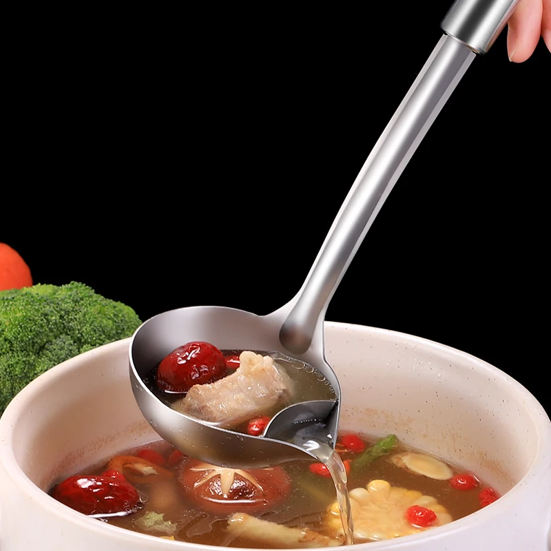 

304 Stainless Steel Filter Spoon Household And Grease Separation Kitchen Accessories Soup Oil Separator, Silver