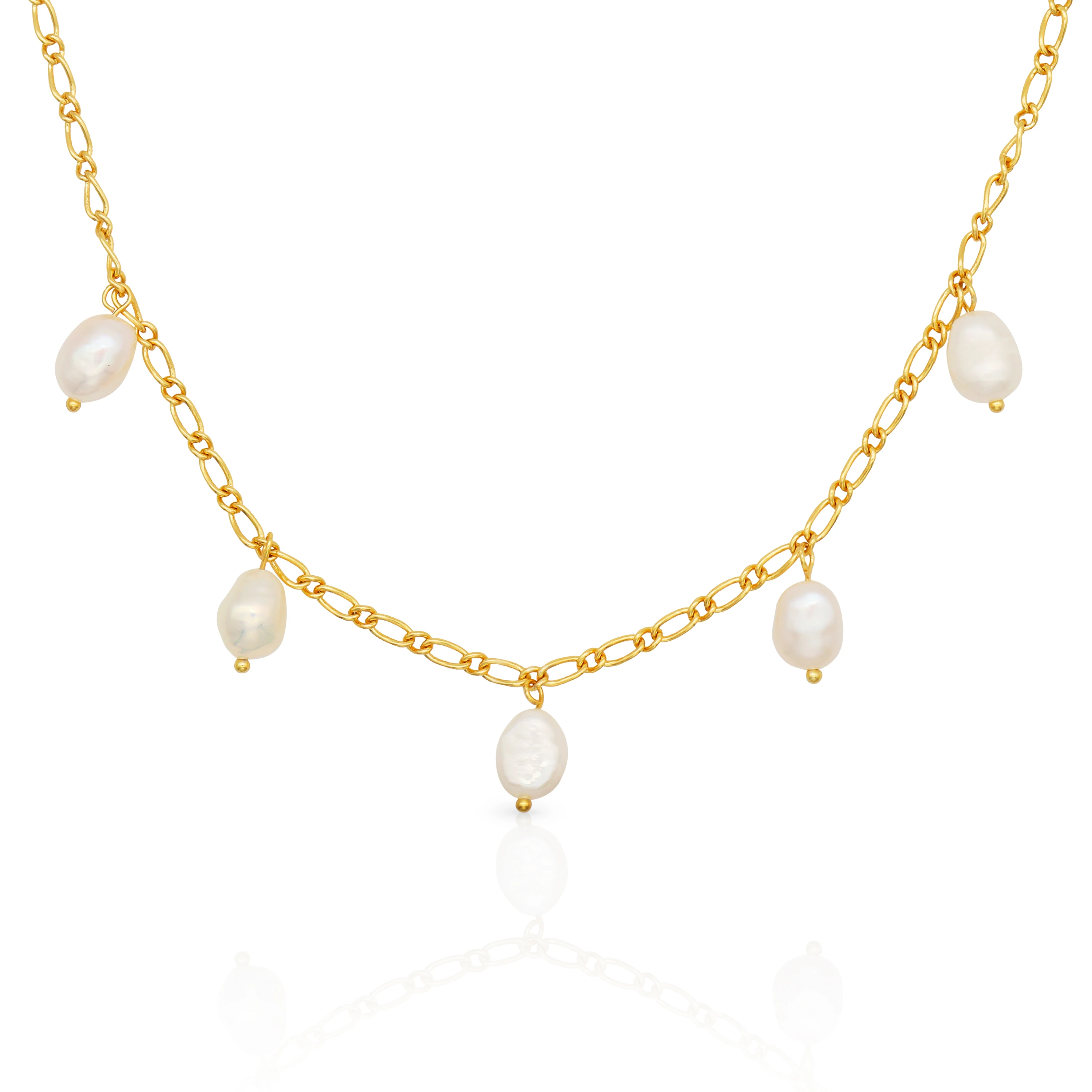 

chris april in stock 925 sterling silver gold plated freshwater Baroque Pearl Charm necklace