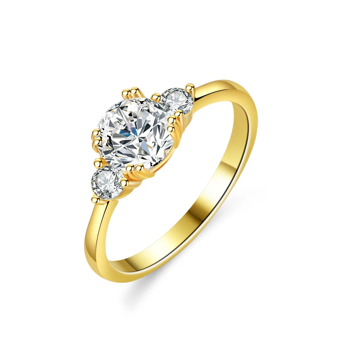 New Wholesale Price S925 Sterling Silver Jewelry 1ct0.1ct +0.1ct Round Moissanite Ring Engagement Vvs Silica Engagement Ring