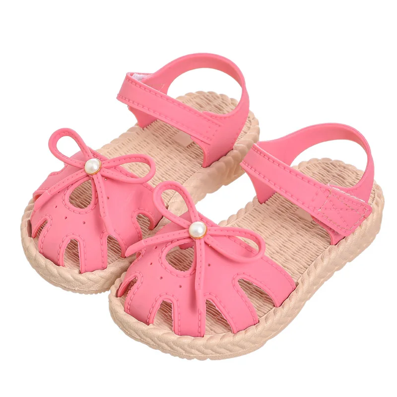 

Girls sandals 2022 new fashion princess summer soft bottom non-slip casual beach shoes Baotou little girl sandals, Pink/rose red/brown