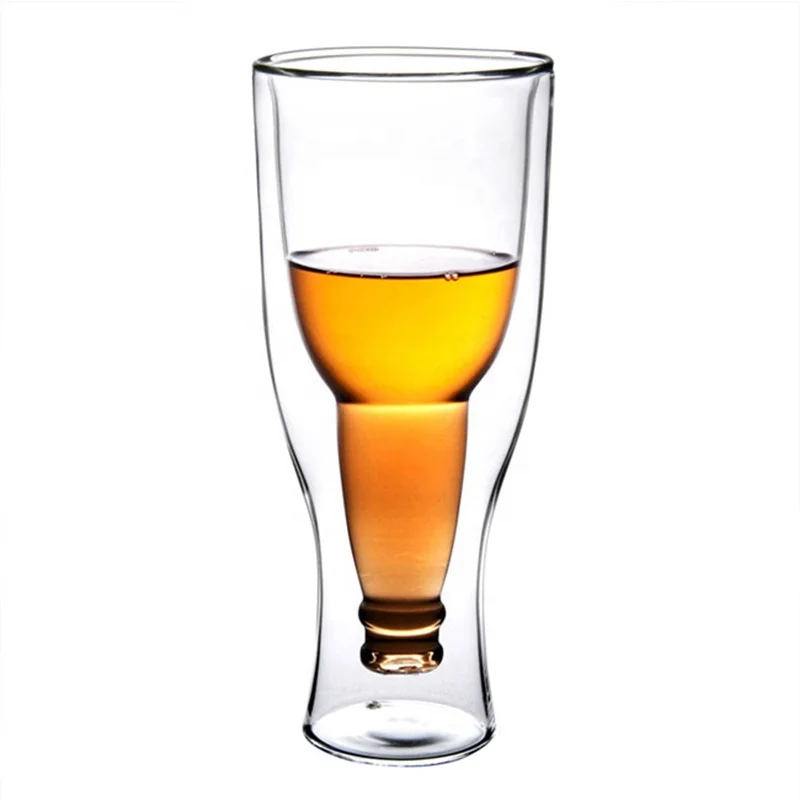 

350ml High borosilicate unbreakable transparent double wall glass beer steins mugs