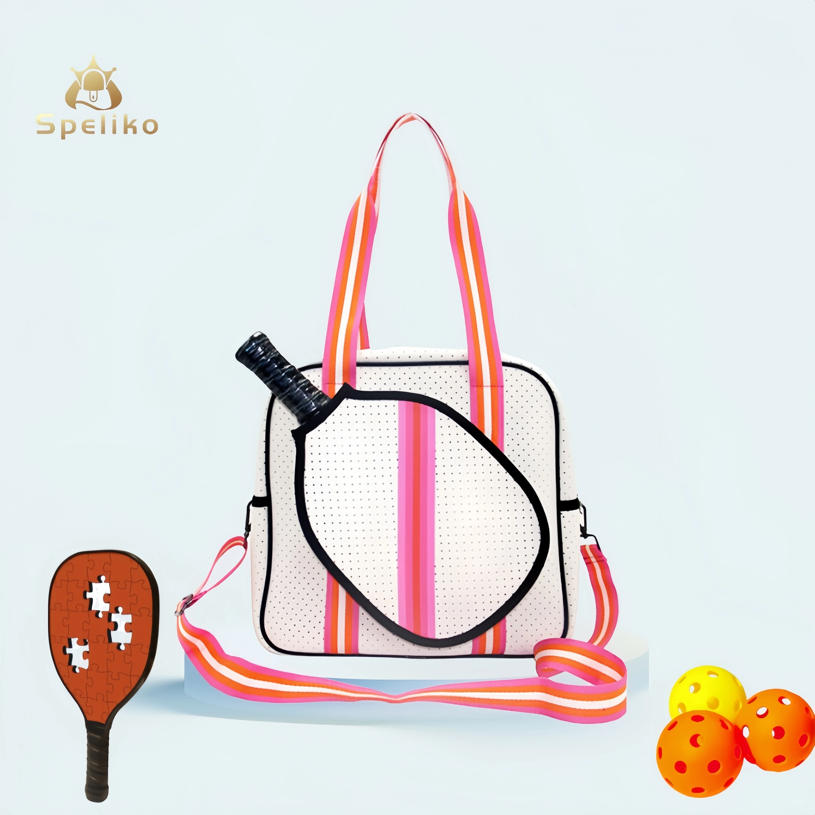 

2023 Hot Sale Shoulder Sports Accessories Neoprene Pickle Ball Sling Bag Racket Custom Tennis Tote Racket Bag