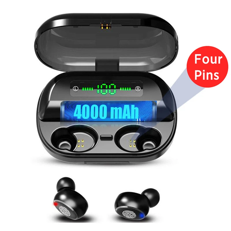 

2021 Top Selling V11 Tws Headphone Touch Control Earbuds Waterproof Hifi Sound Quality Wireless Earphone With 4000Mah Power Bank, Black