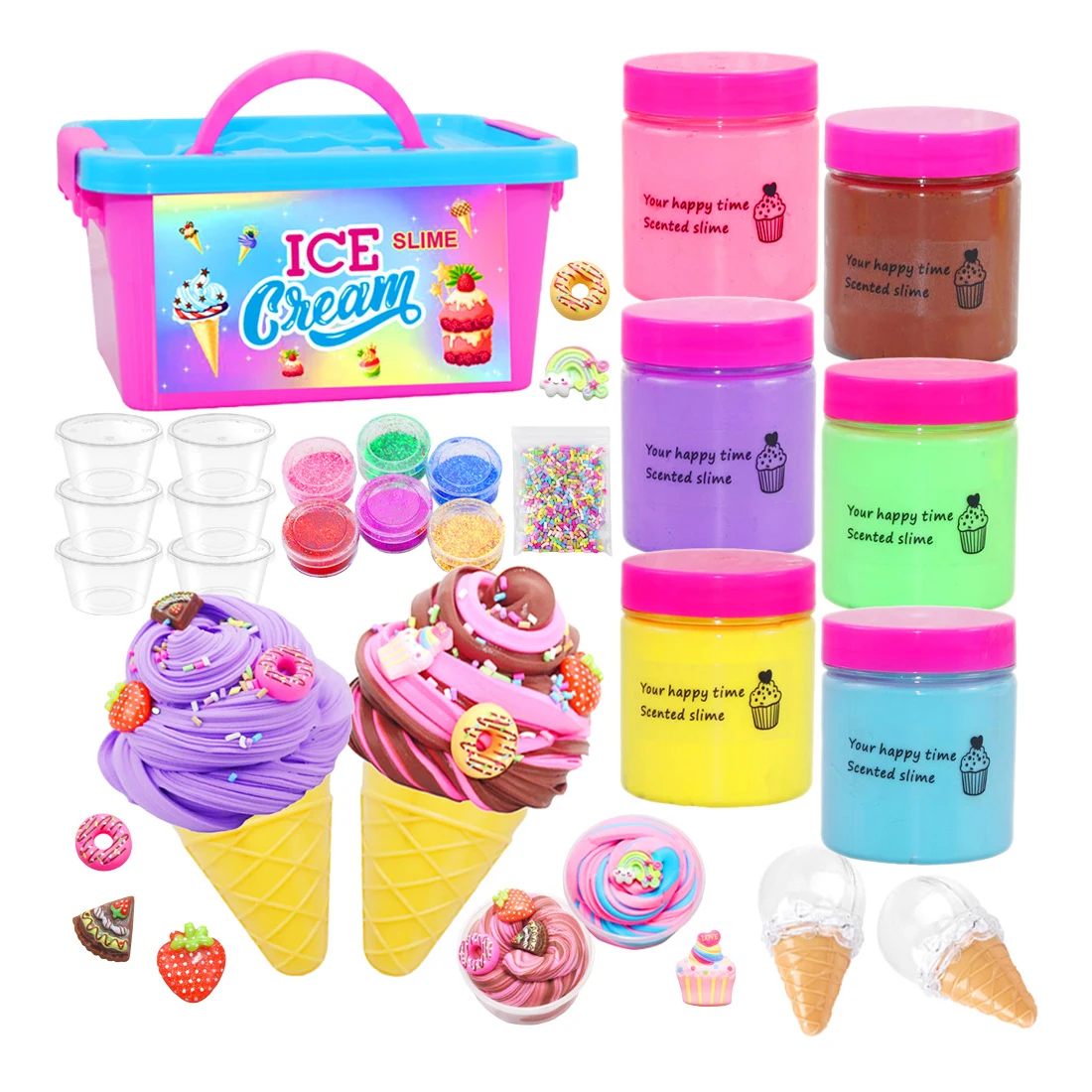 

6 Packs DIY Making Colorful Non-Sticky Cotton Modeling Clay Fluffy Butter Slime Toy Ice Cream Butter Slime Kit For Kids