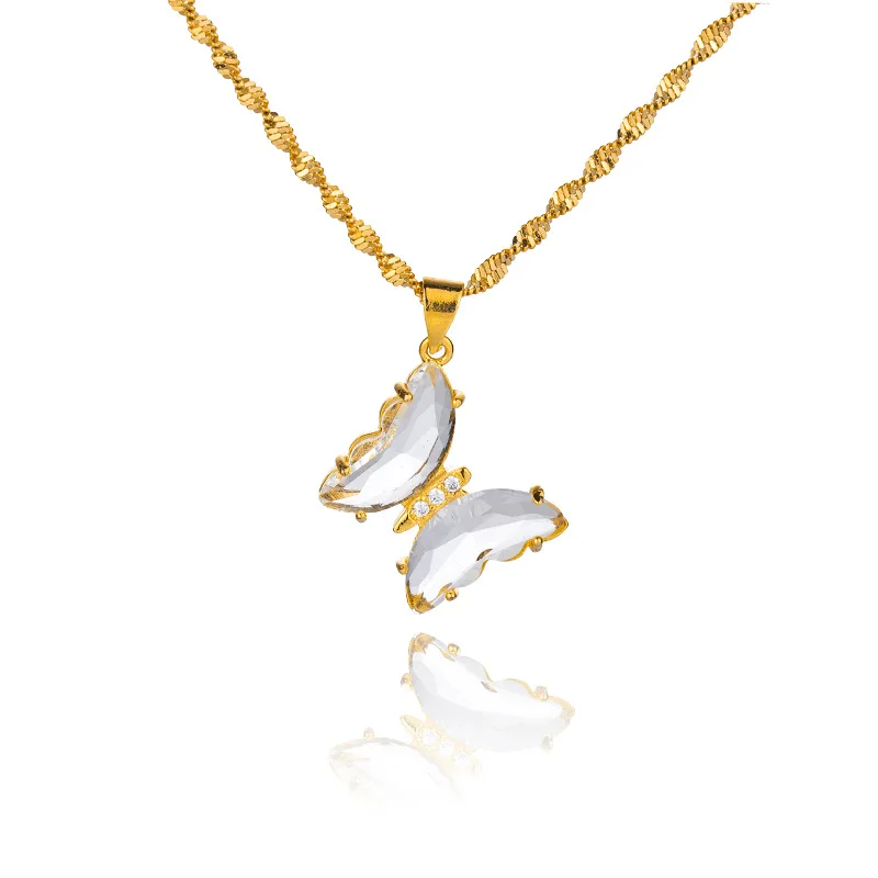

Dreamlike Butterfly Fashion Jewelry Accessory Pendant Gold Crystal Necklace Women