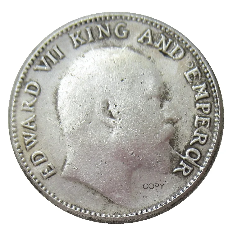 

IN(09) Reproduction Ancient 1905 India 1/4 Rupee , Edward VII King And Emperor Silver Plated Antique Metal Coins