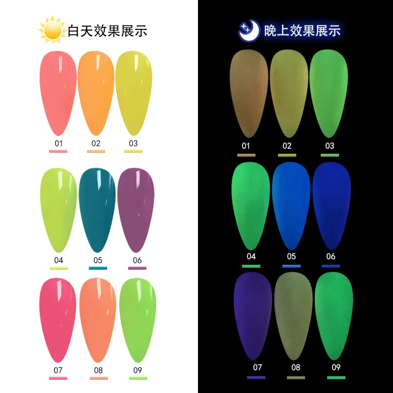 

New private label 9 colors 10ml gel nail polish kit set soak off glow in the dark uv nail gel polish uv gel OEM&ODM, 10 colors